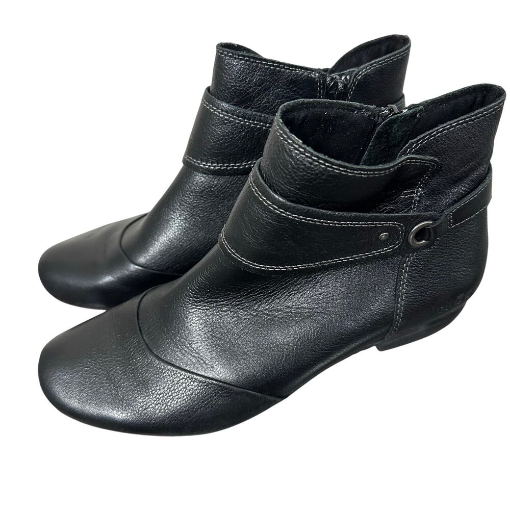 Taos 17205 Women's 6.5 EU 37 Black Leather Ankle Boots Side Zip Comfort Booties